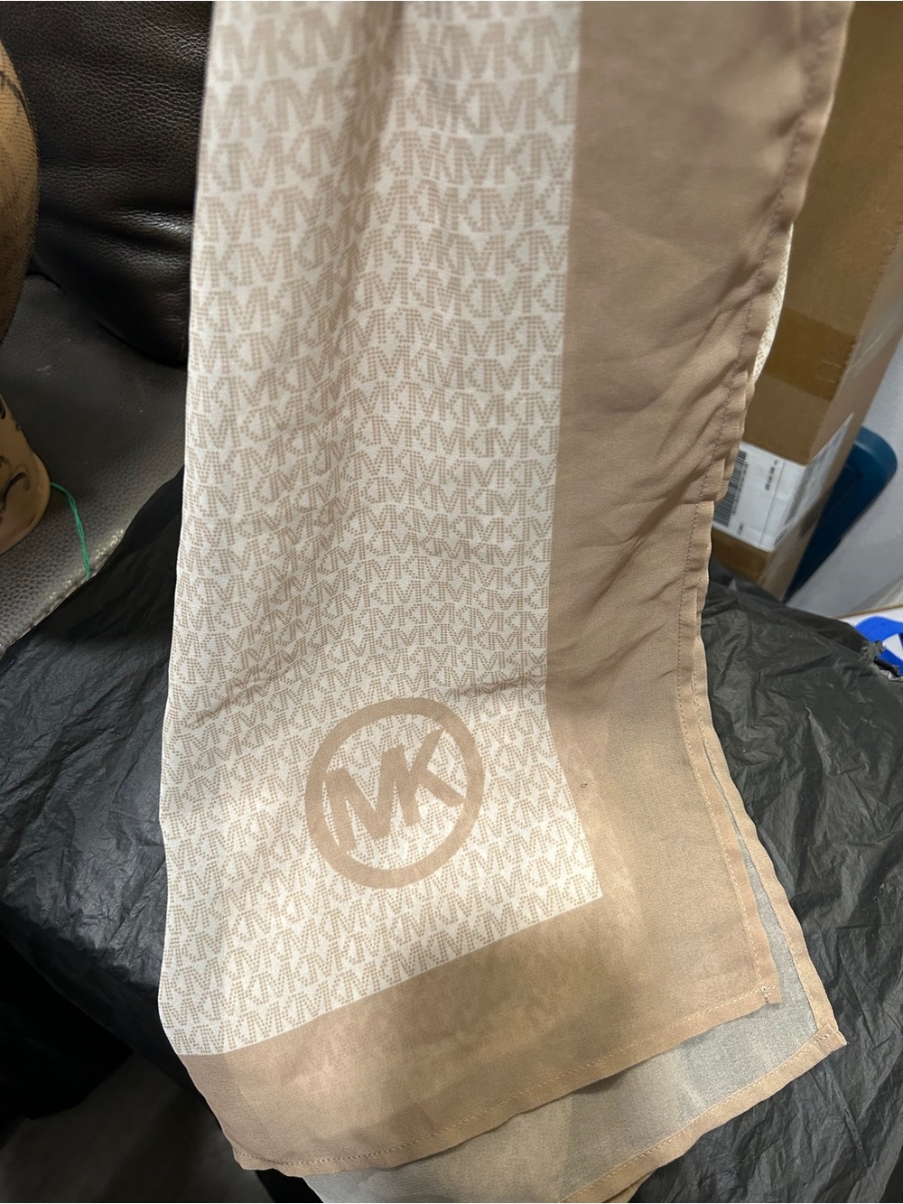 Michael Kors Beige Patterned Women's Scarf - Picture 9 of 10